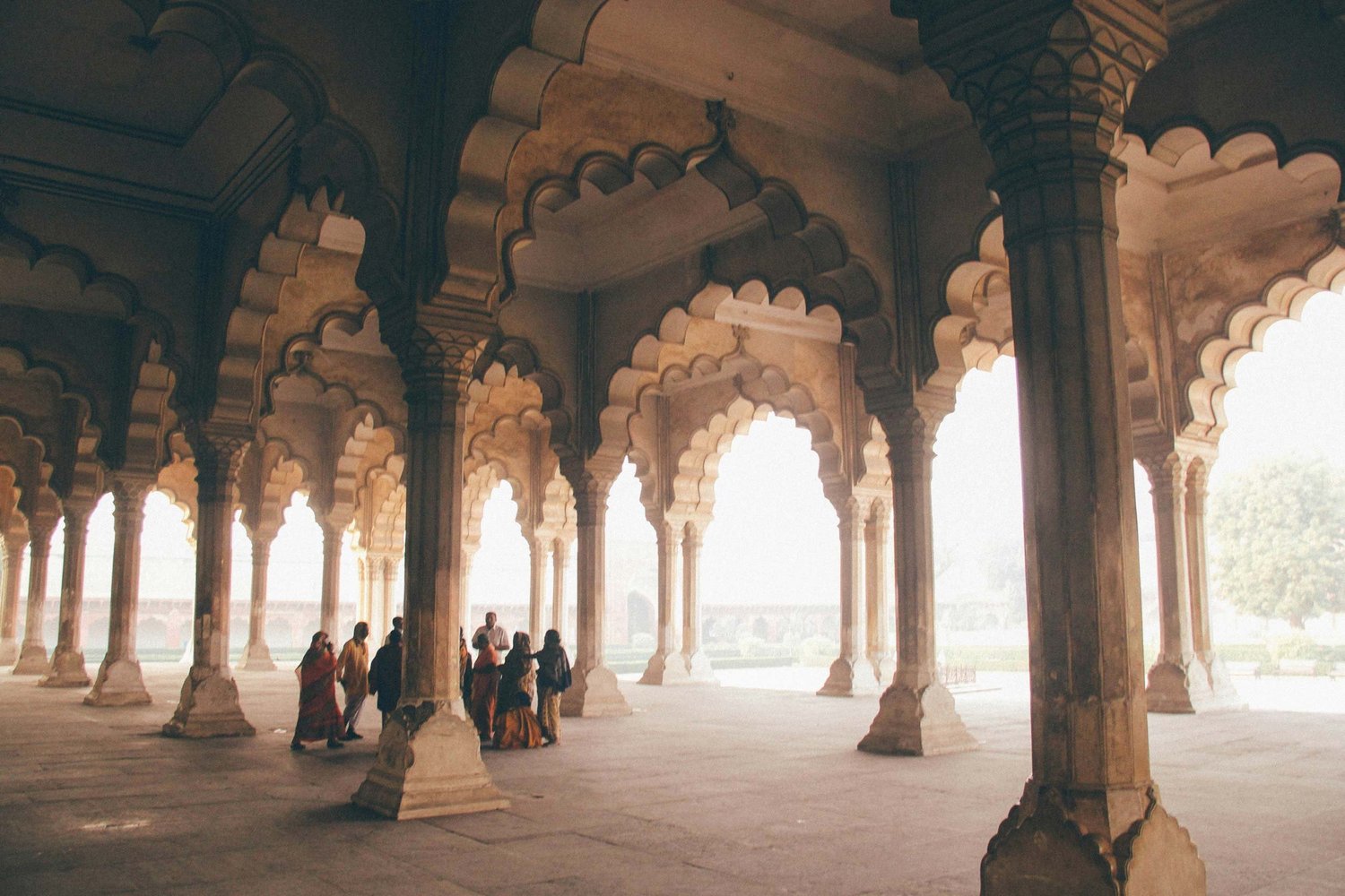Travellers together in the shade in India